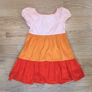 Girls Festive Dress Orange Pink Tiered Body Size 5 Light Pink Orange Twirl